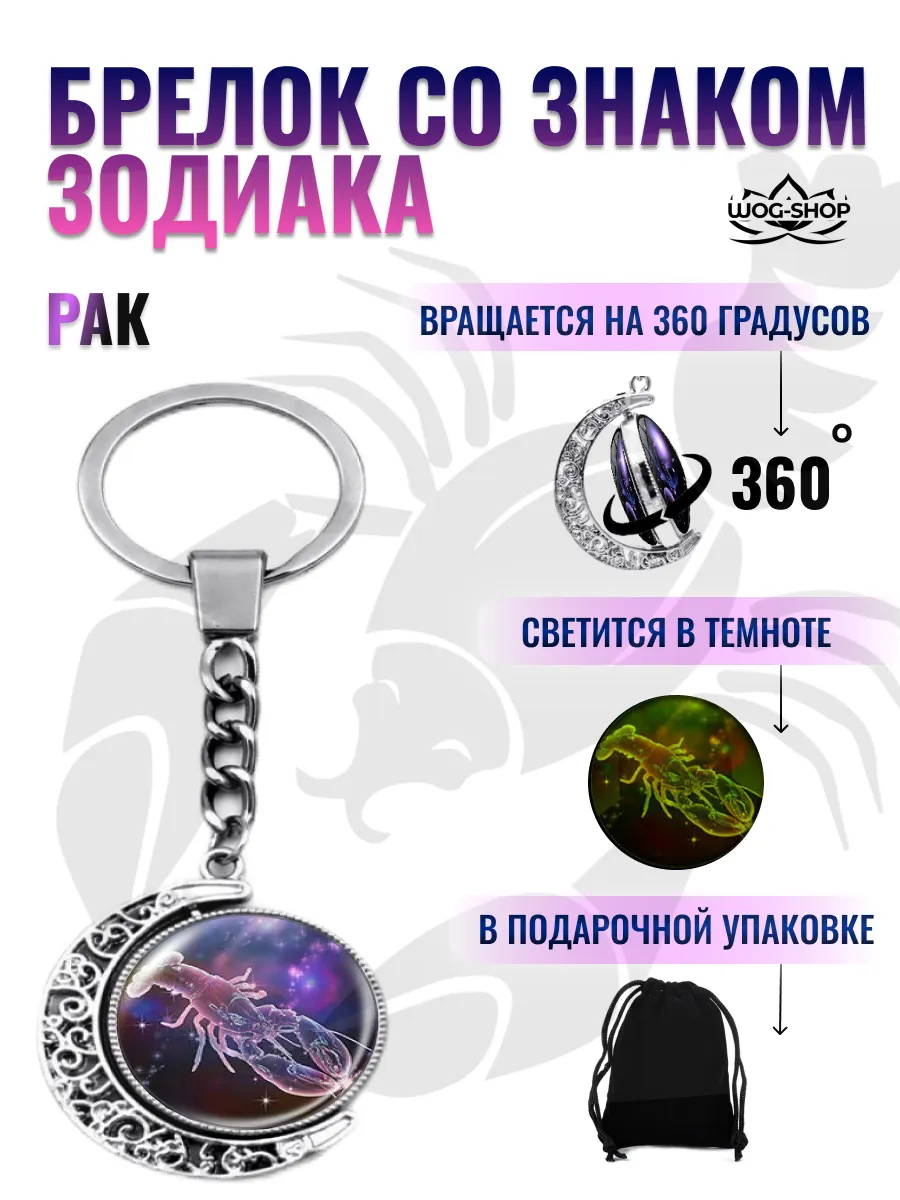 Брелок со знаком зодиака рак
